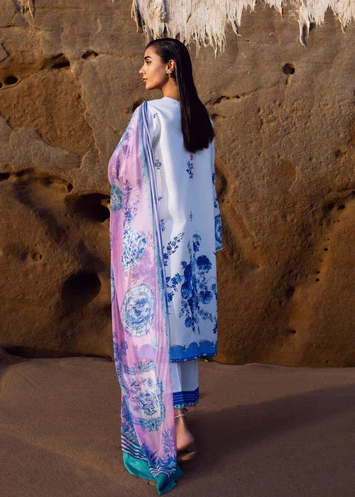Sadaf Fawad Khan | Siraa Lawn 25 | Blue Pottery - Rang-e-Khaas