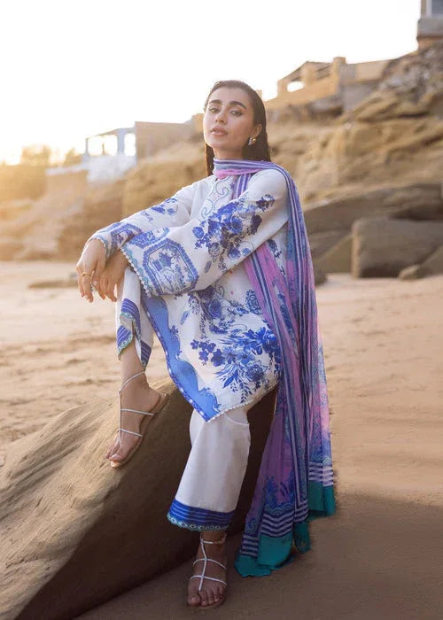 Sadaf Fawad Khan | Siraa Lawn 25 | Blue Pottery - Rang-e-Khaas