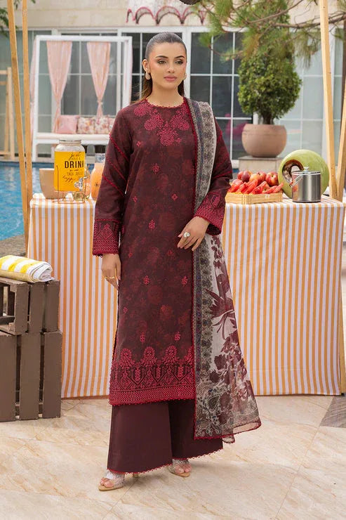 Saad Shaikh | Lawn 25 | Mehroon - Twilight Flora - Rang-e-Khaas