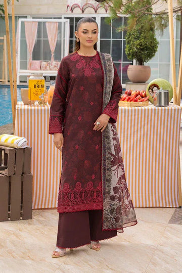 Saad Shaikh | Lawn 25 | Mehroon - Twilight Flora - Rang-e-Khaas