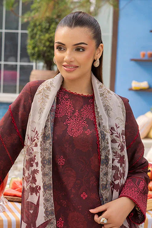 Saad Shaikh | Lawn 25 | Mehroon - Twilight Flora - Rang-e-Khaas
