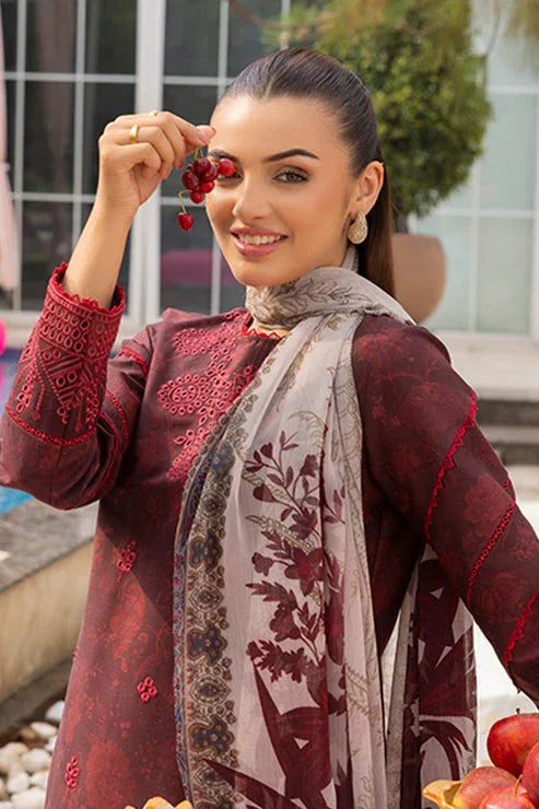 Saad Shaikh | Lawn 25 | Mehroon - Twilight Flora - Rang-e-Khaas