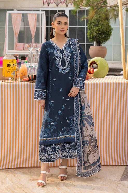 Saad Shaikh | Lawn 25 | Navy Blue - Blue Mirage - Rang-e-Khaas