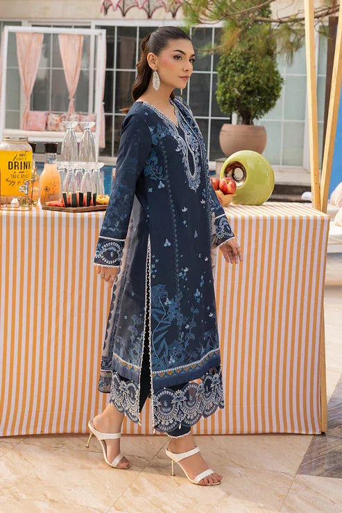 Saad Shaikh | Lawn 25 | Navy Blue - Blue Mirage - Rang-e-Khaas