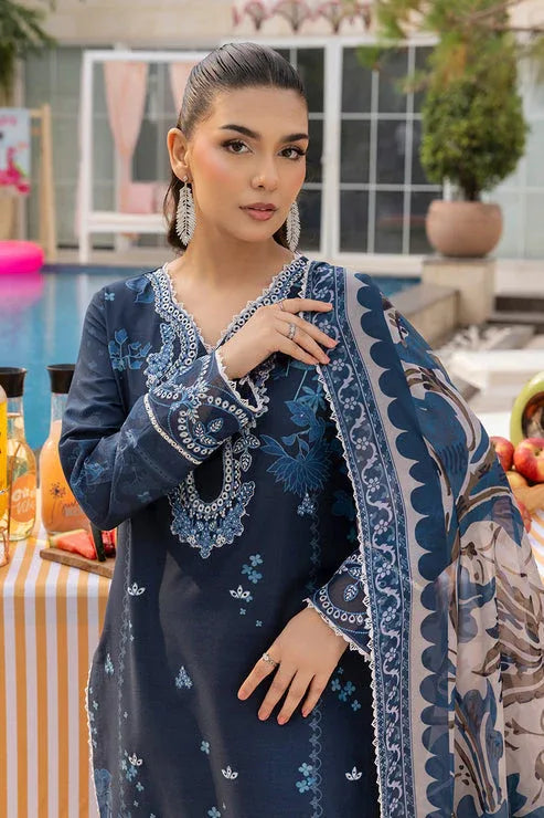 Saad Shaikh | Lawn 25 | Navy Blue - Blue Mirage - Rang-e-Khaas