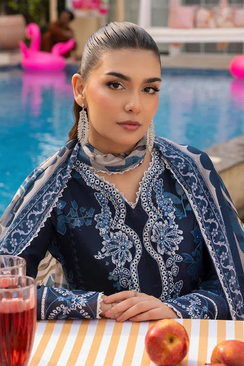 Saad Shaikh | Lawn 25 | Navy Blue - Blue Mirage - Rang-e-Khaas