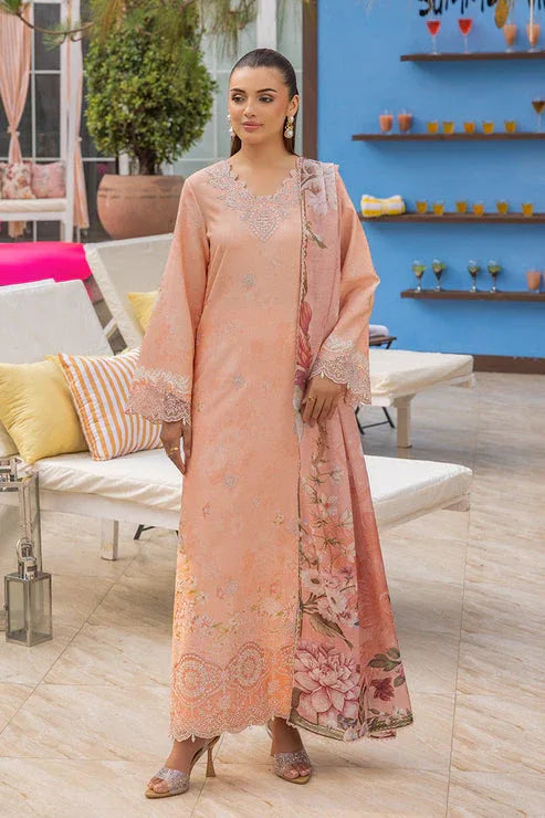 Saad Shaikh | Lawn 25 | Peach - Flayme - Rang-e-Khaas