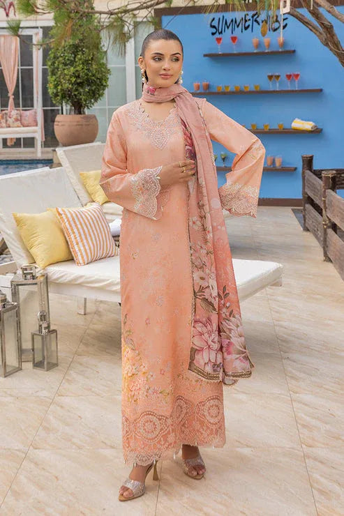 Saad Shaikh | Lawn 25 | Peach - Flayme - Rang-e-Khaas