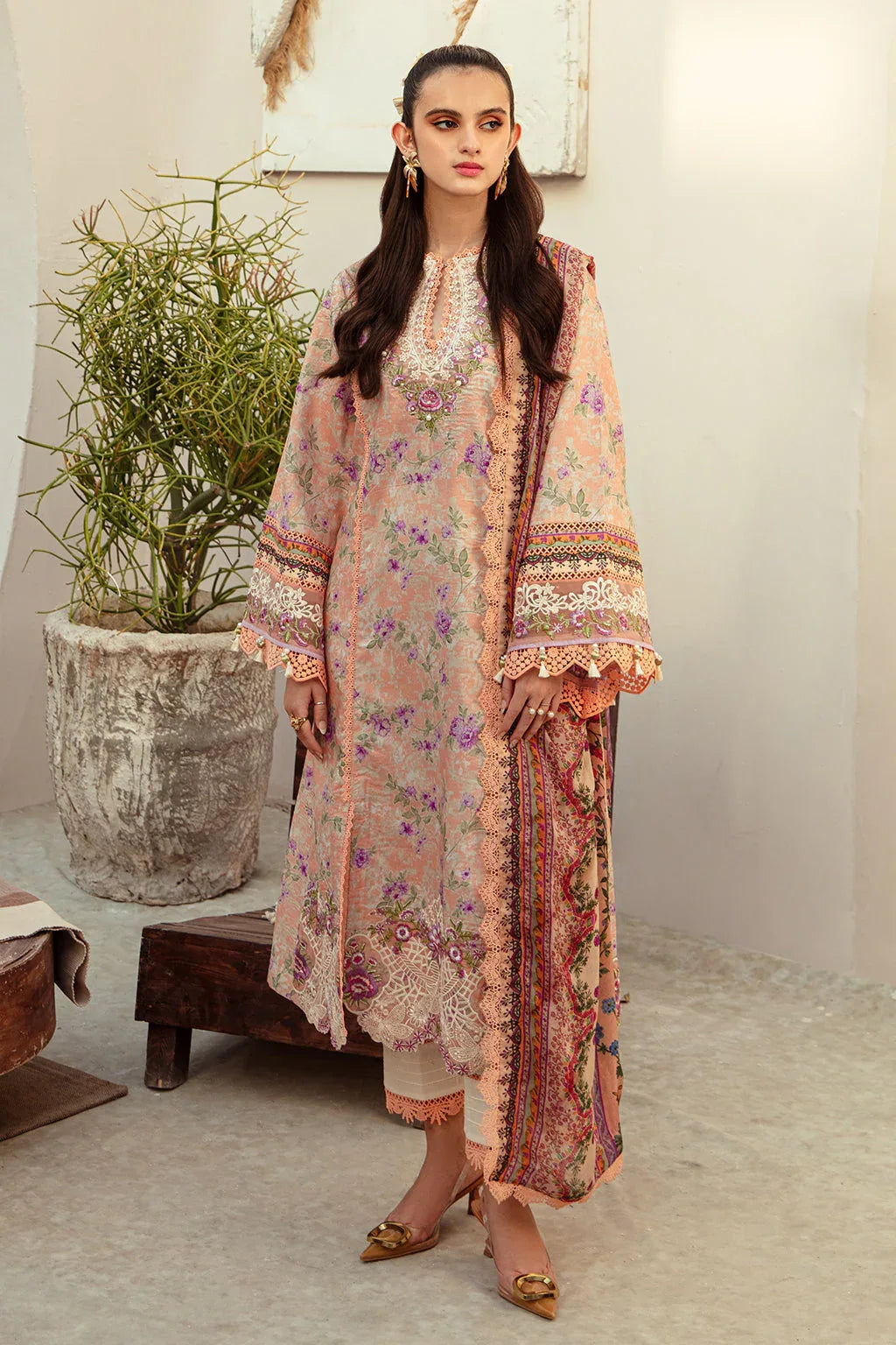 AJR Couture | Alif Affordable Lawn 24 | CORAL BLUSH - Rang-e-Khaas