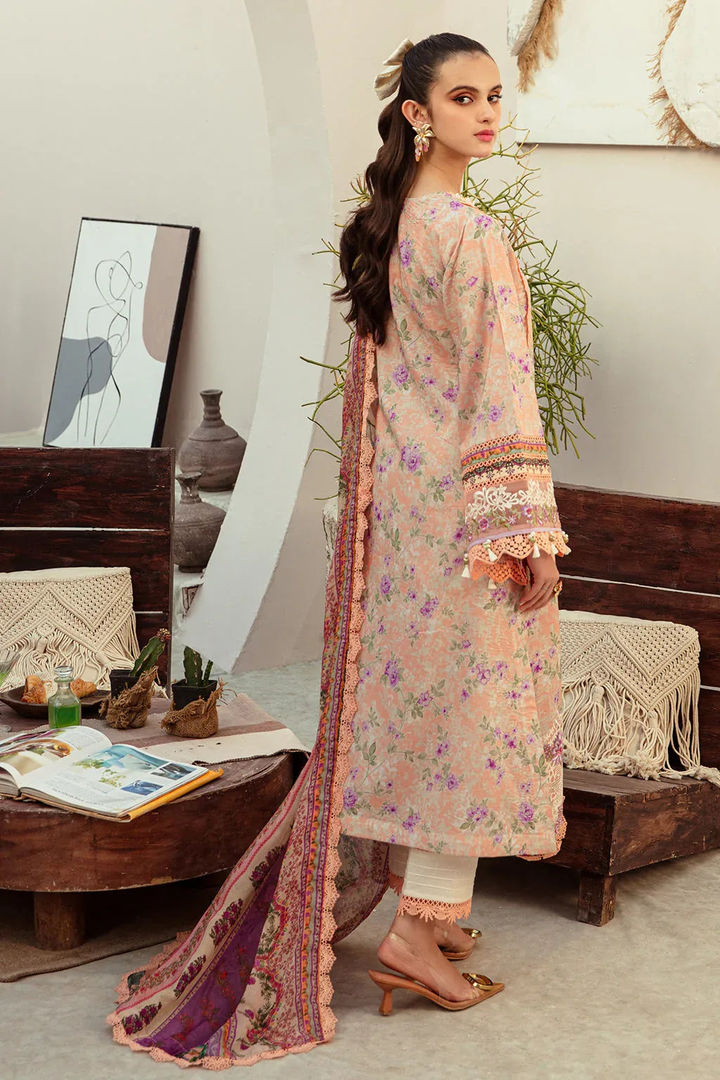 AJR Couture | Alif Affordable Lawn 24 | CORAL BLUSH - Rang-e-Khaas