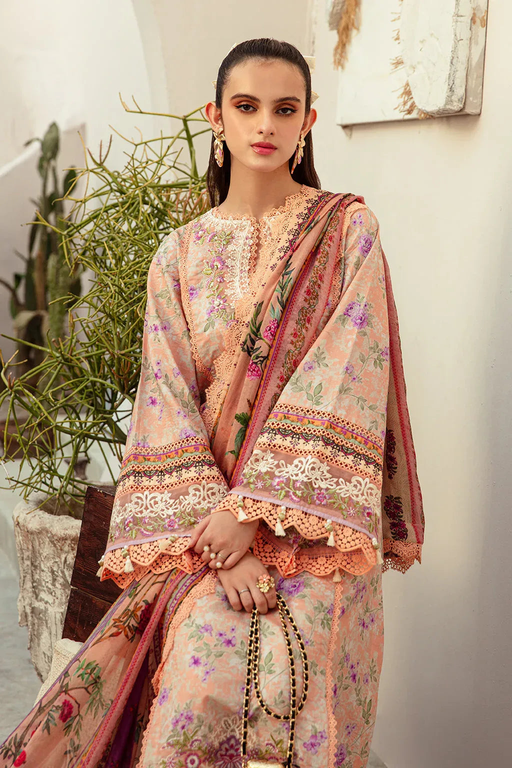 AJR Couture | Alif Affordable Lawn 24 | CORAL BLUSH - Rang-e-Khaas