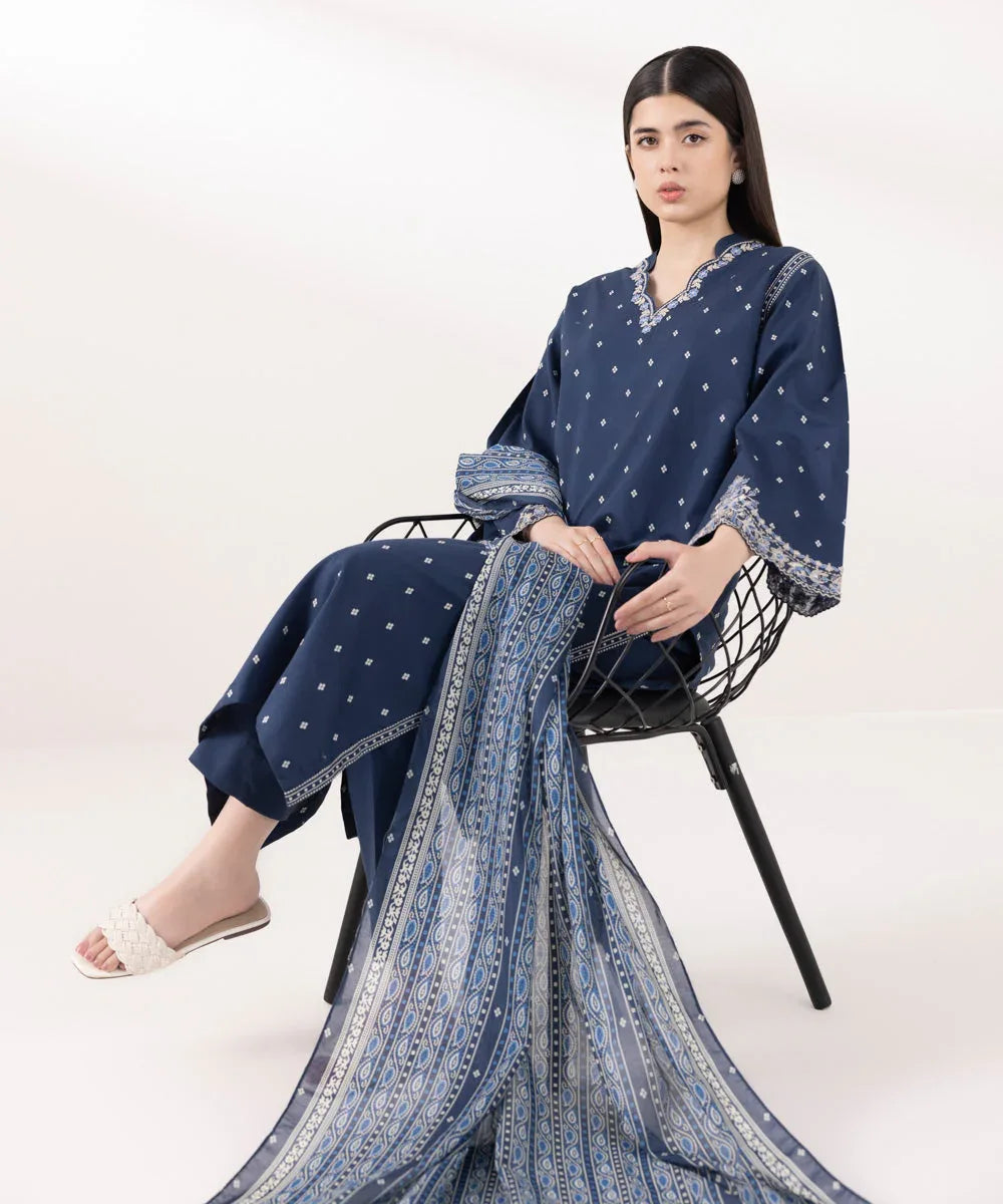 Sapphire | Intermix 2024 | Cambric Suit S-38 - Rang-e-Khaas