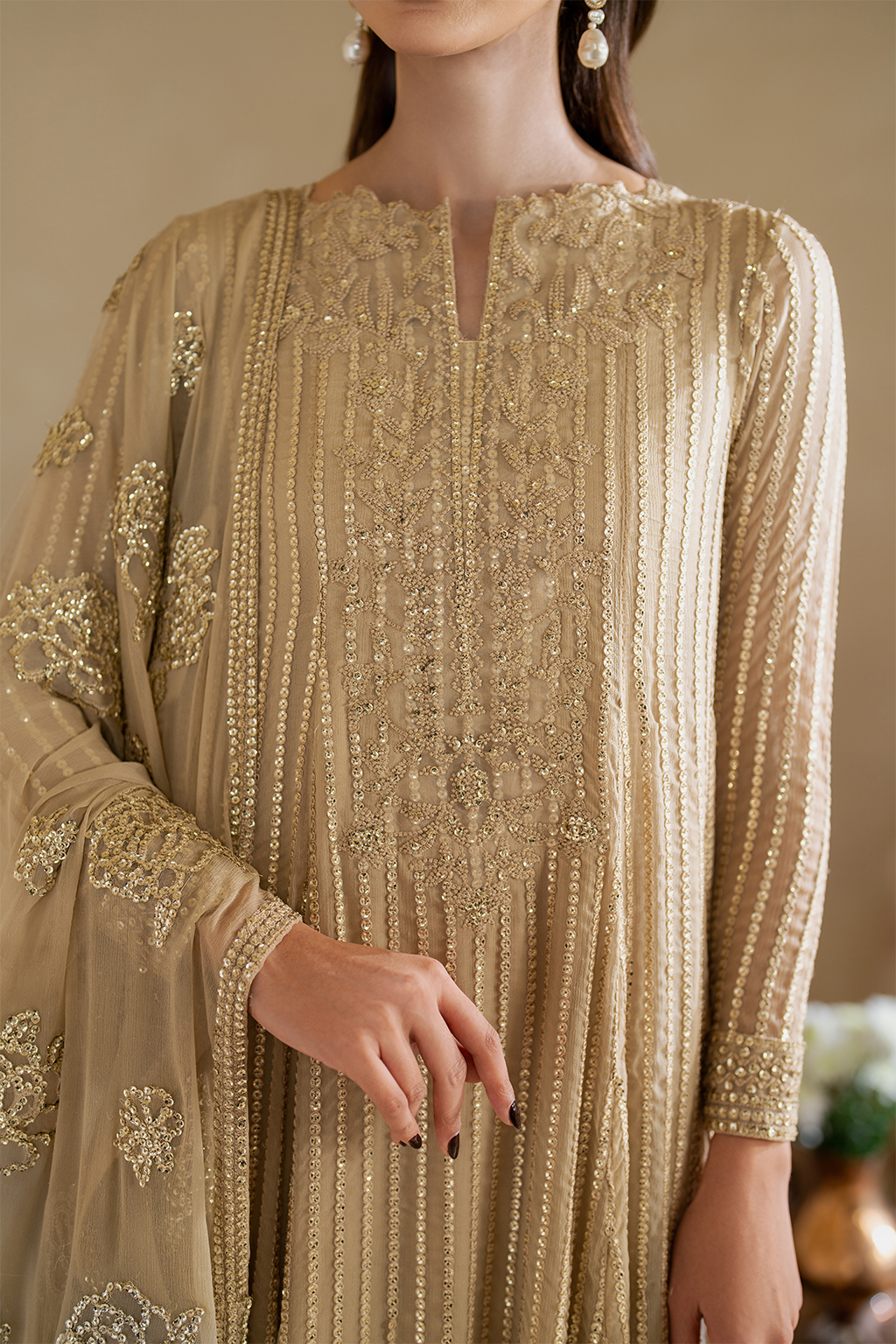 Iznik CC-58 Embroidered Chiffon