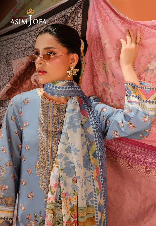 Asim Jofa | Summer Rhapsody |  AJUBU-11 Printed Embroidered Lawn - Rang-e-Khaas
