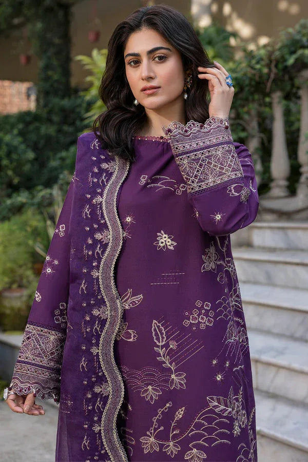 Farasha | Summer Weaves Embroidered Lawn | Raven Plum - Rang-e-Khaas
