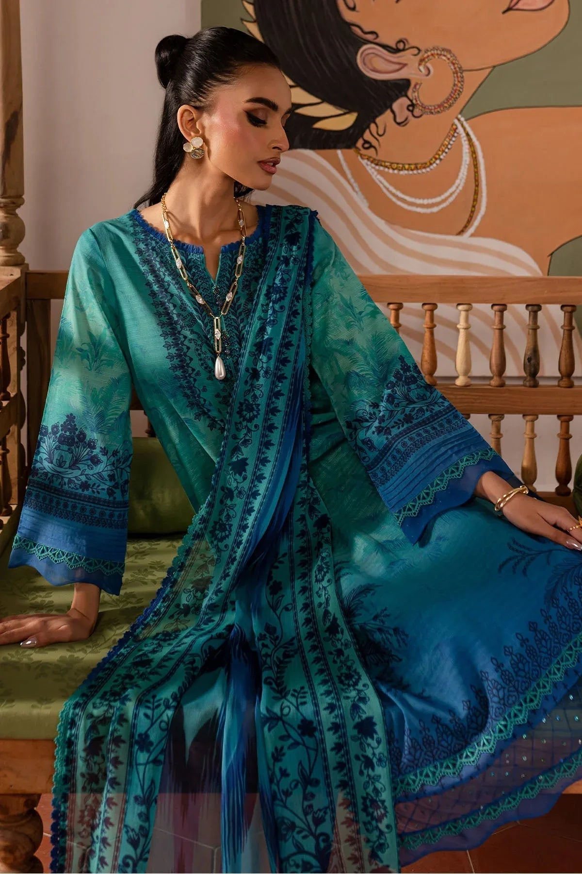 Nureh | Printed lawn 25 | SP-138 - Rang-e-Khaas