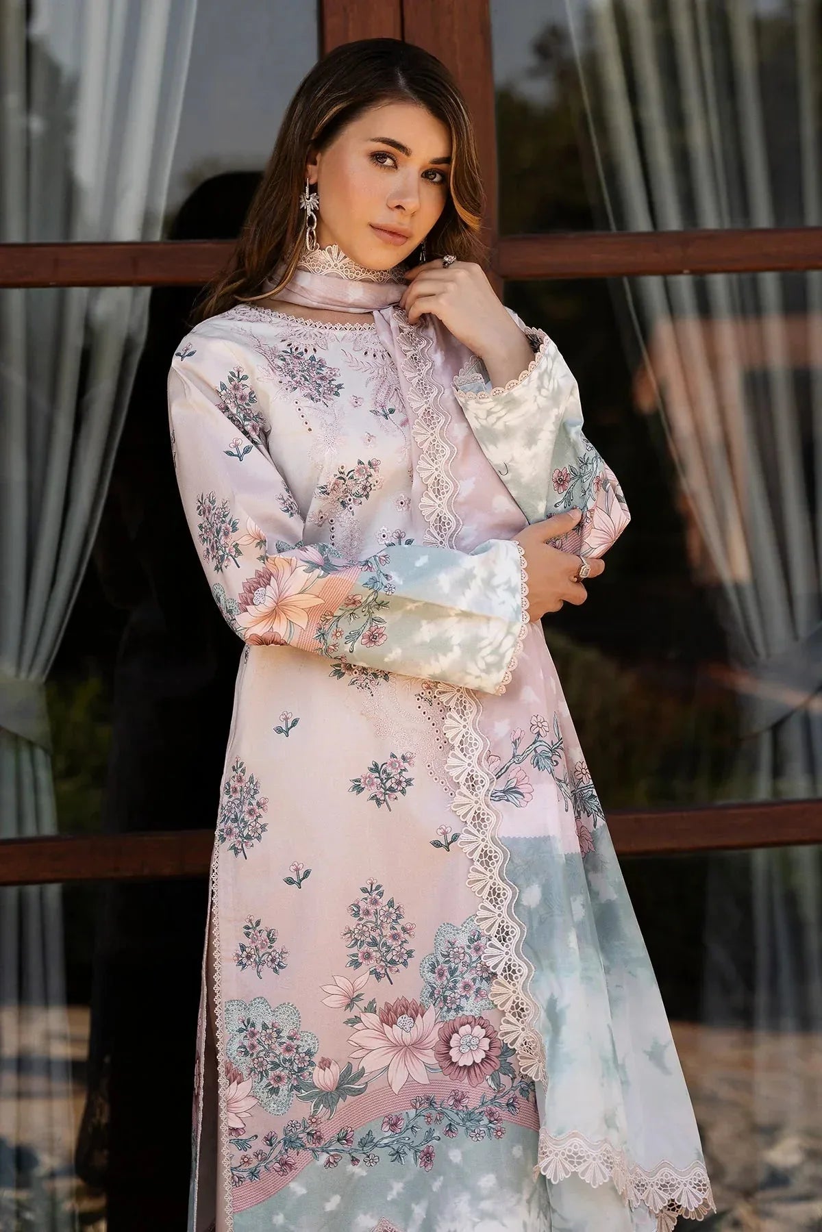 Afrozeh | Damask The Holiday Edit '25 - Lawn | Seraphina B - Rang-e-Khaas