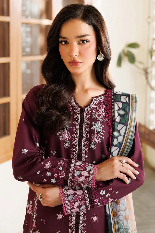 Farasha | Summer Weaves Embroidered Lawn | Burgandy Rush - Rang-e-Khaas