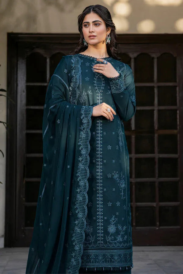 Farasha | Summer Weaves Embroidered Lawn | Teal Serenity - Rang-e-Khaas