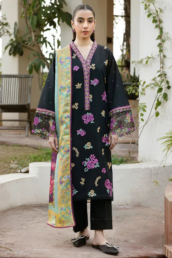 Farasha | Summer Weaves Embroidered Lawn | Raven Dusk - Rang-e-Khaas