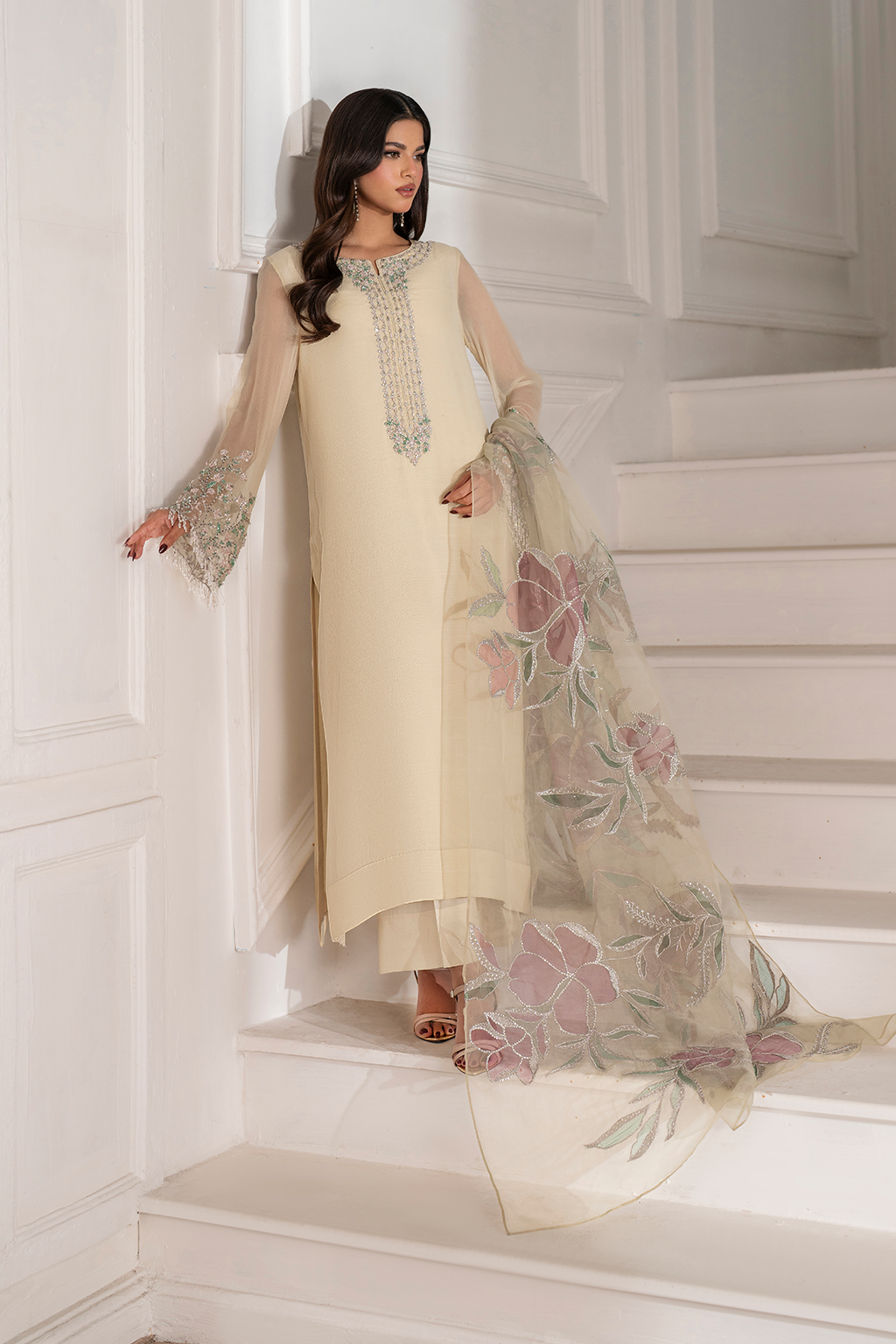 Iznik UE-413  Embroidered Chiffon