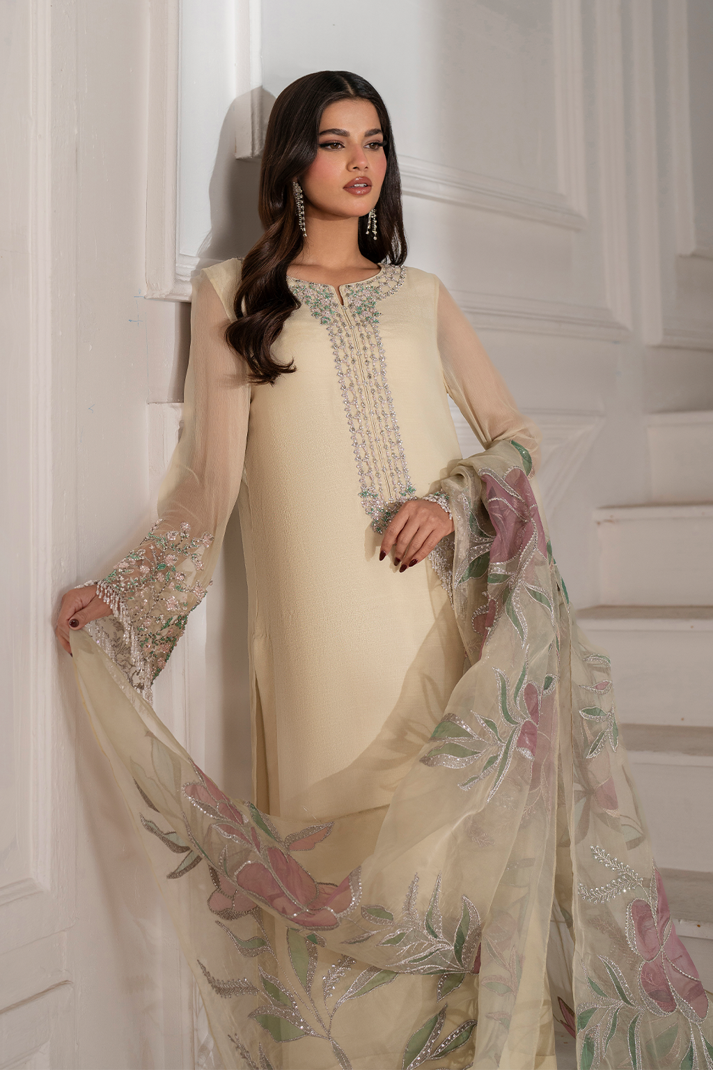 Iznik UE-413  Embroidered Chiffon