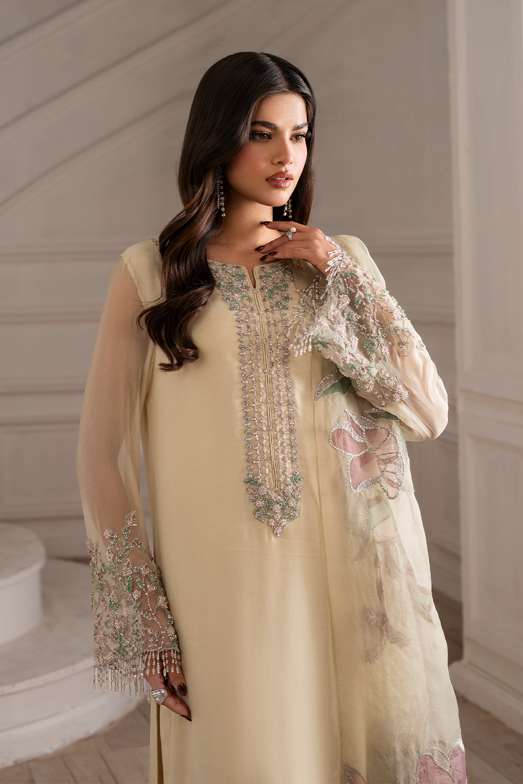Iznik UE-413  Embroidered Chiffon