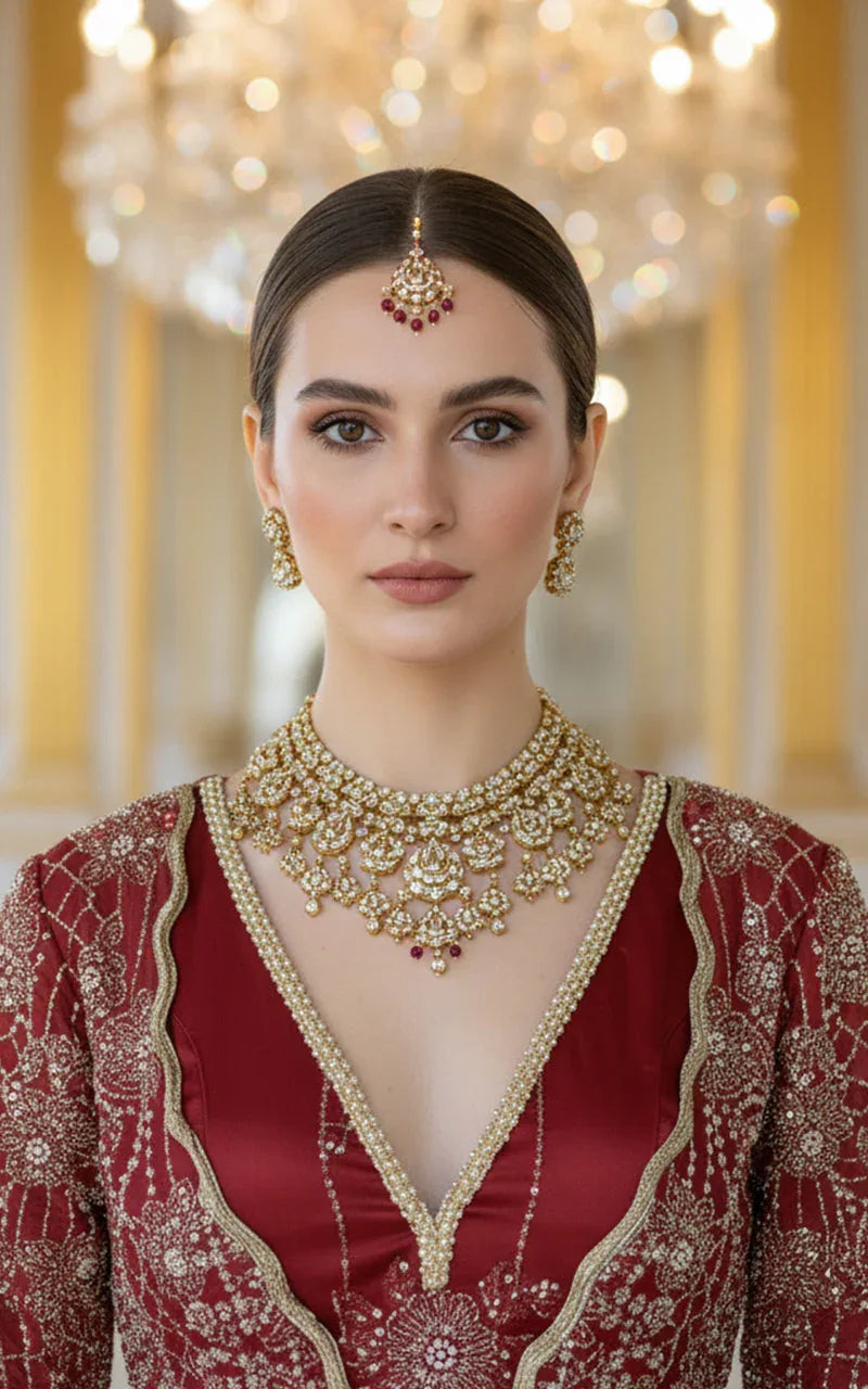 Embroidered Maxi With Blouse And Dupatta