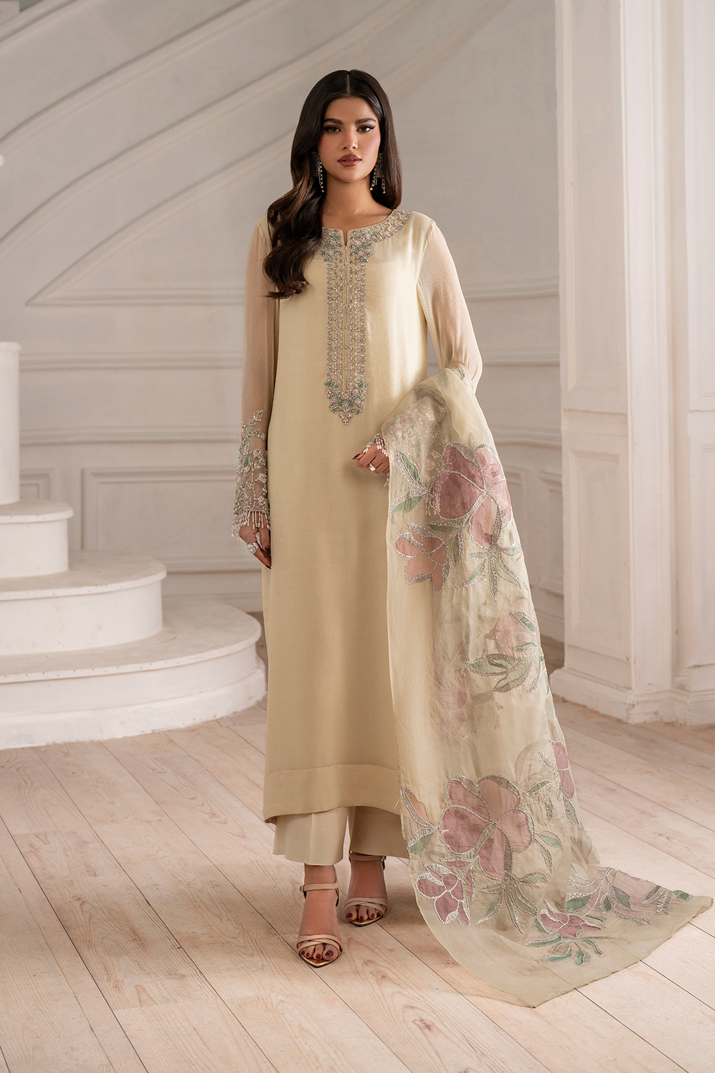 Iznik UE-413  Embroidered Chiffon