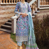Elaf Premium Print Chikankari Lawn Unstitched 3Pc Suit ECT-03B OAK MIST