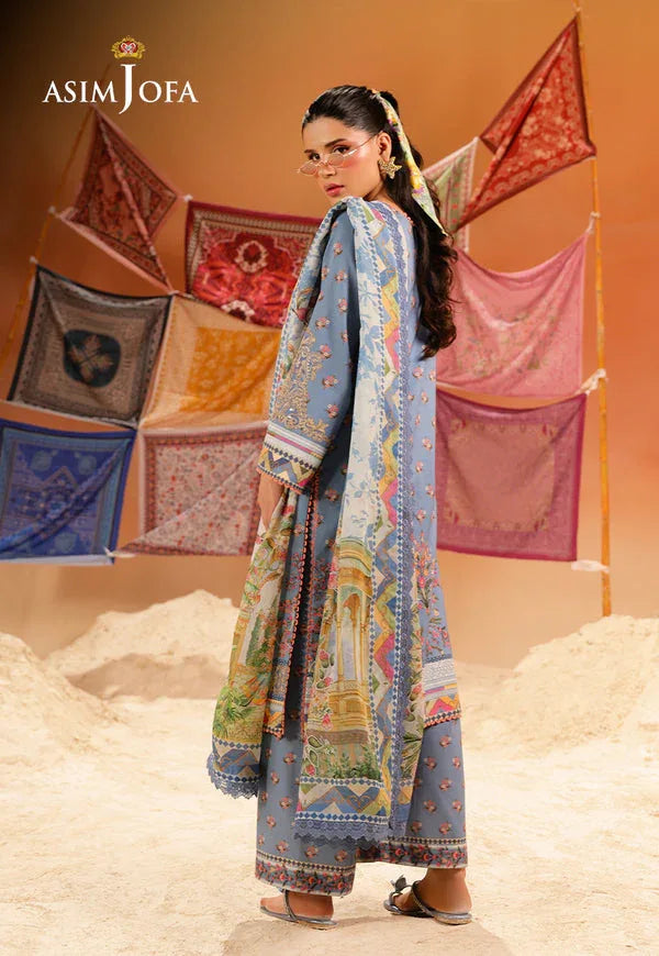 Asim Jofa | Summer Rhapsody |  AJUBU-11 Printed Embroidered Lawn - Rang-e-Khaas