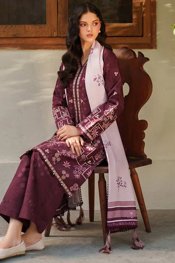 Farasha | Meline Premium Viscose 25 | Mauve Cream - Rang-e-Khaas