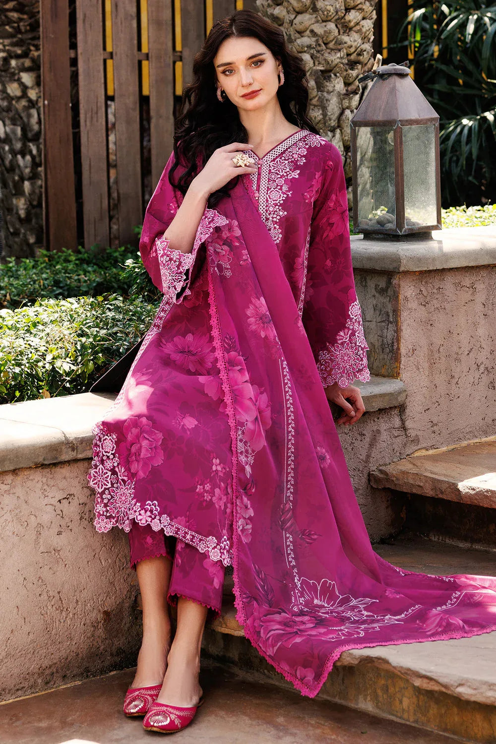 Farasha | Printed Essentials | Fuchsia Flare - Rang-e-Khaas