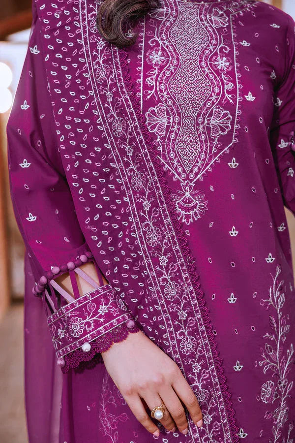 Farasha | Dastoor Embroidered Lawn SS24 | TEMPTING BERY - Rang-e-Khaas