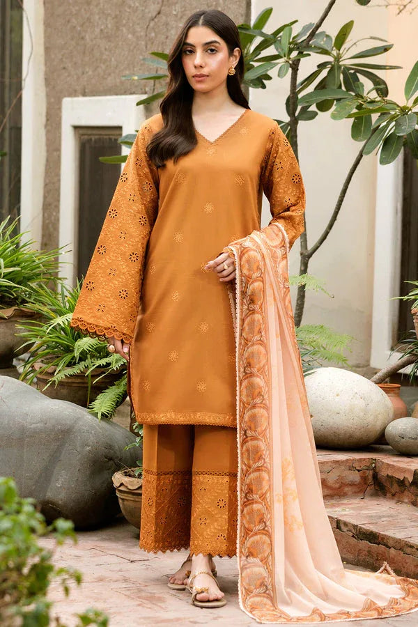 Farasha | Summer Weaves Embroidered Lawn | Golden Dusk - Rang-e-Khaas