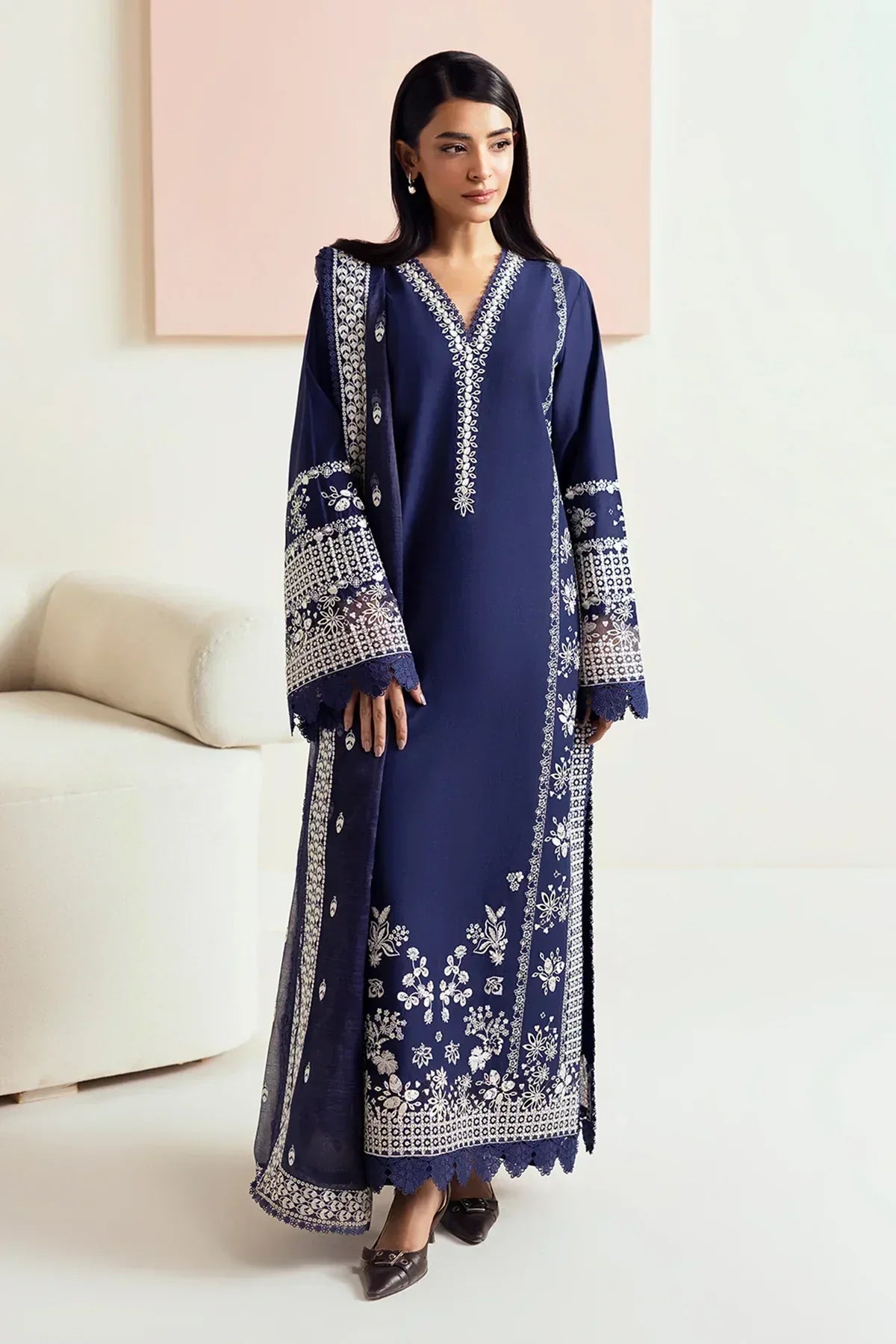 Afrozeh | Basic Pret 25 | Indigo Plum - Rang-e-Khaas