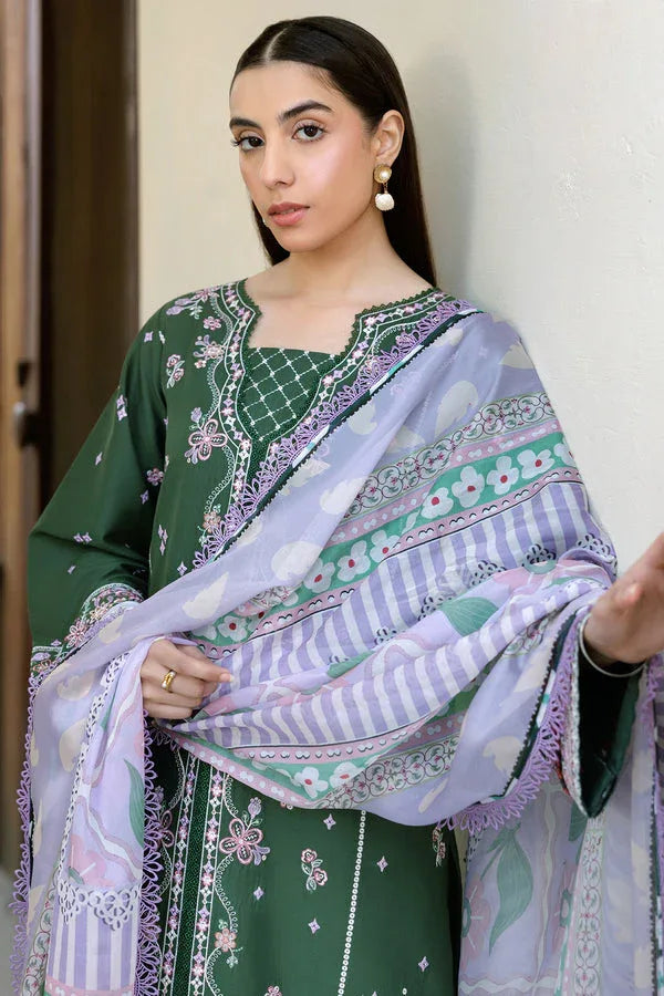 Farasha | Summer Weaves Embroidered Lawn | Emerald Eclips - Rang-e-Khaas