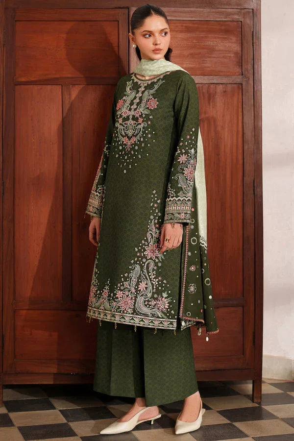 Farasha | Meline Premium Viscose 25 | Olive Drape - Rang-e-Khaas