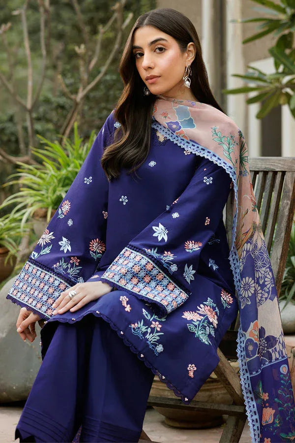 Farasha | Summer Weaves Embroidered Lawn | Indigo Glow - Rang-e-Khaas