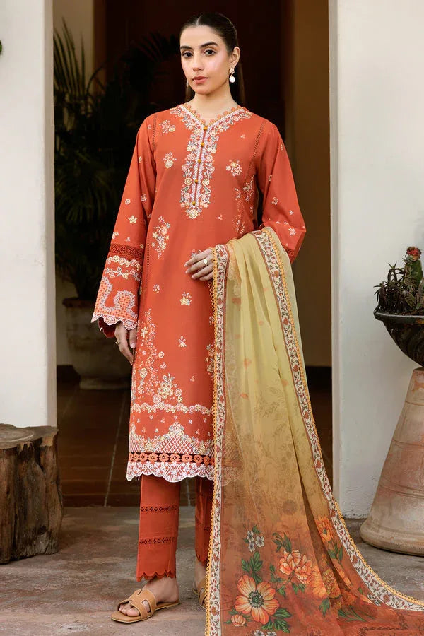Farasha | Summer Weaves Embroidered Lawn | Orange Petal - Rang-e-Khaas