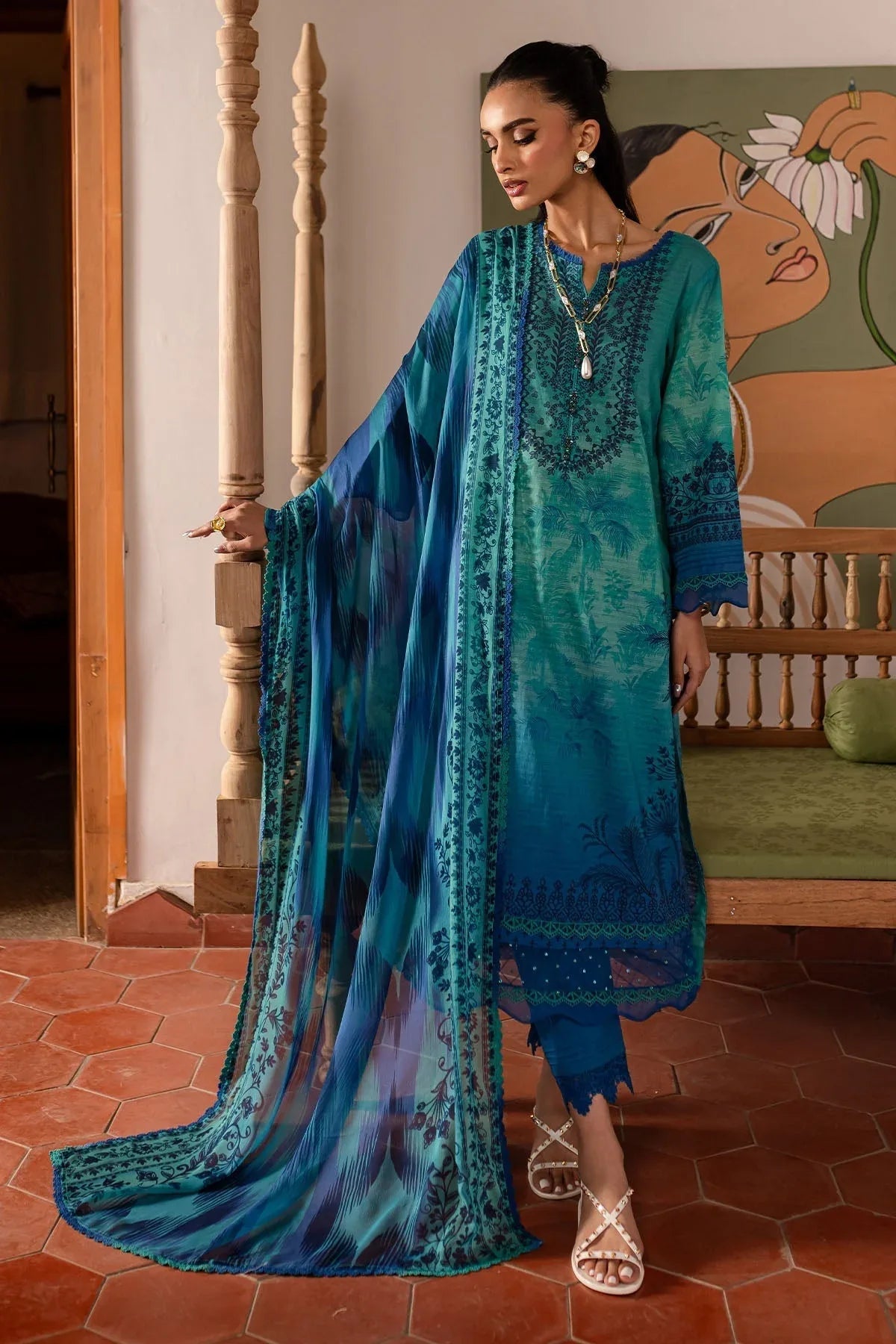 Nureh | Printed lawn 25 | SP-138 - Rang-e-Khaas