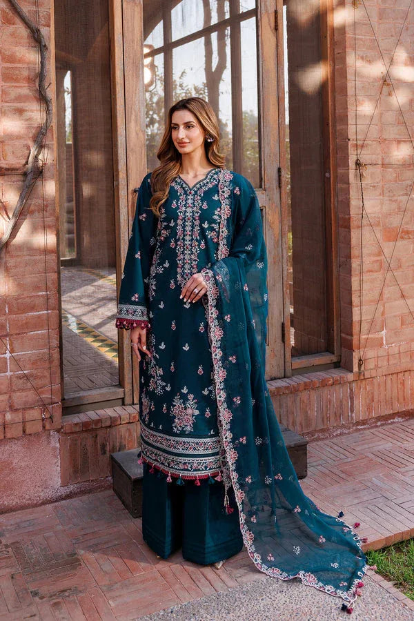 Farasha | Dastoor Embroidered Lawn SS24 | EMERALD CHARM - Rang-e-Khaas