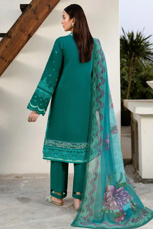 Farasha | Summer Weaves Embroidered Lawn | Dewy Teal - Rang-e-Khaas