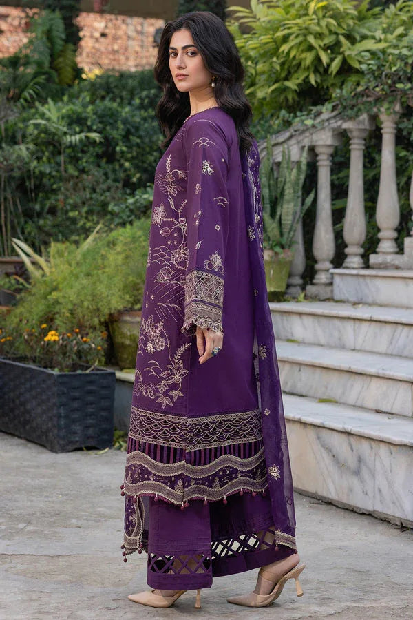 Farasha | Summer Weaves Embroidered Lawn | Raven Plum - Rang-e-Khaas