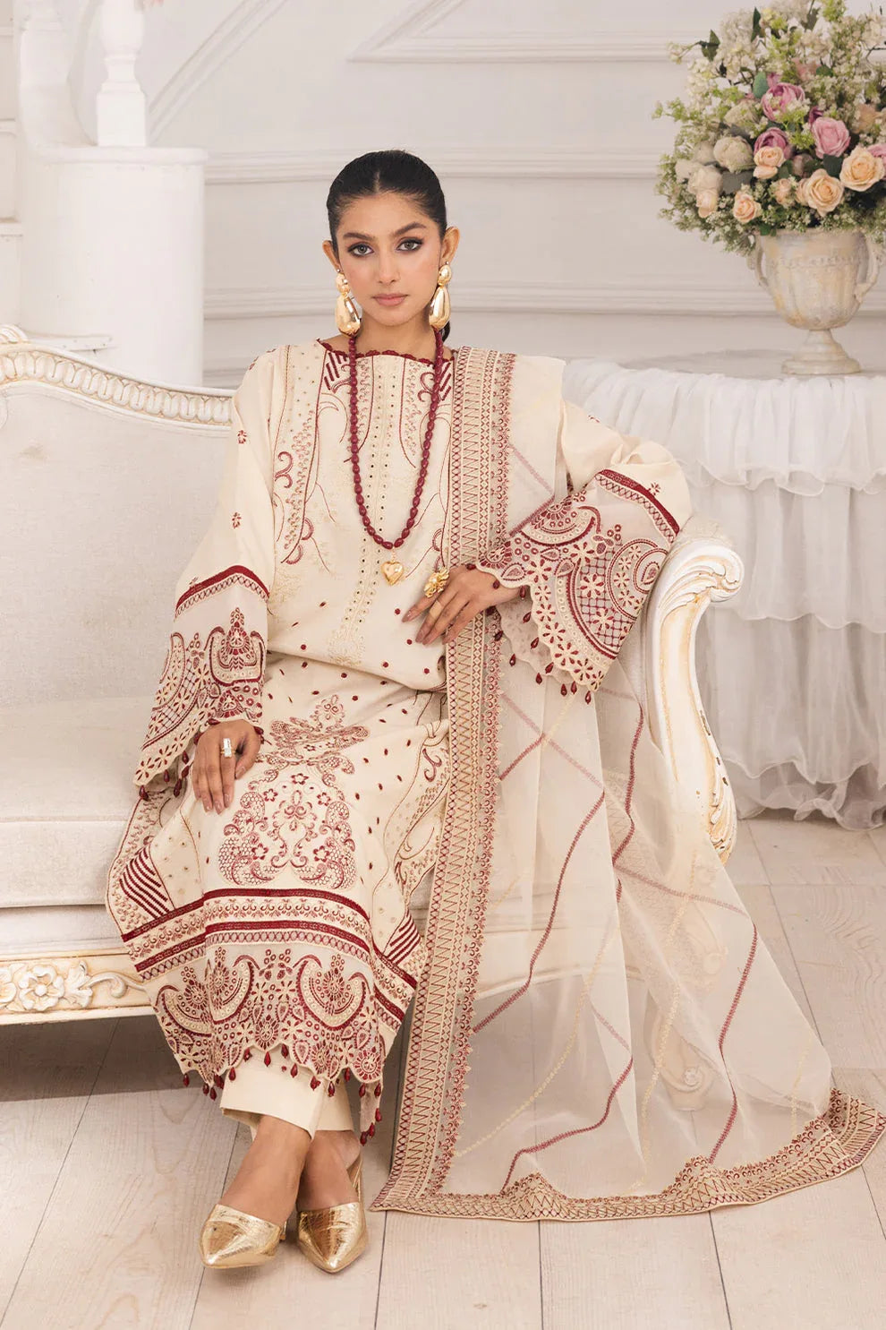 Maryum N Maria | Mira Luxury Lawn | BEHNAZ - FS50098 - Rang-e-Khaas