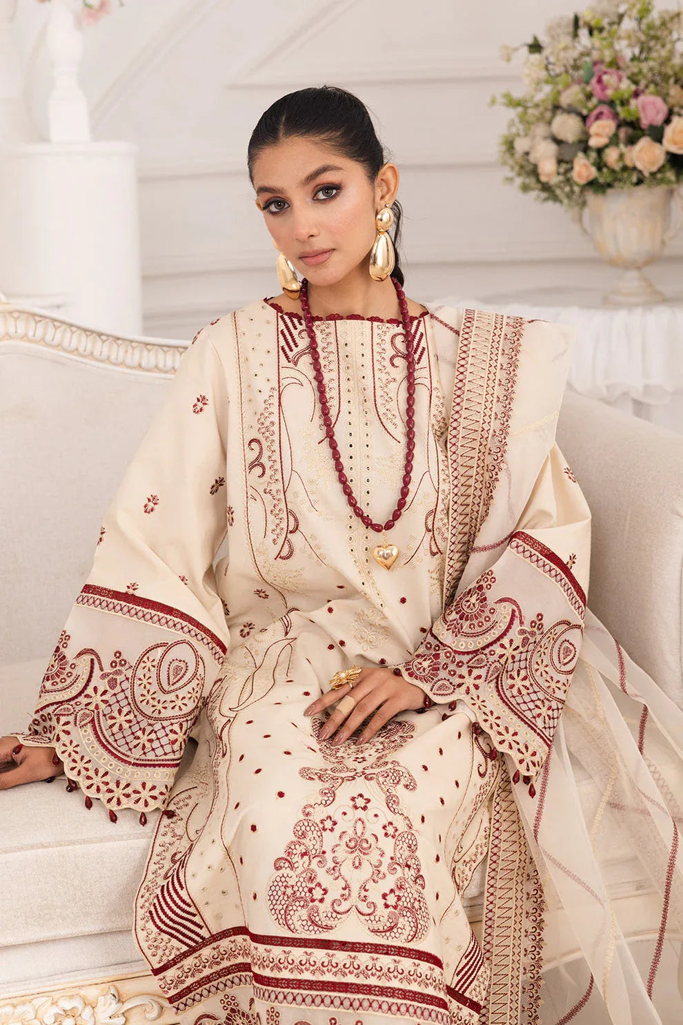Maryum N Maria | Mira Luxury Lawn | BEHNAZ - FS50098 - Rang-e-Khaas
