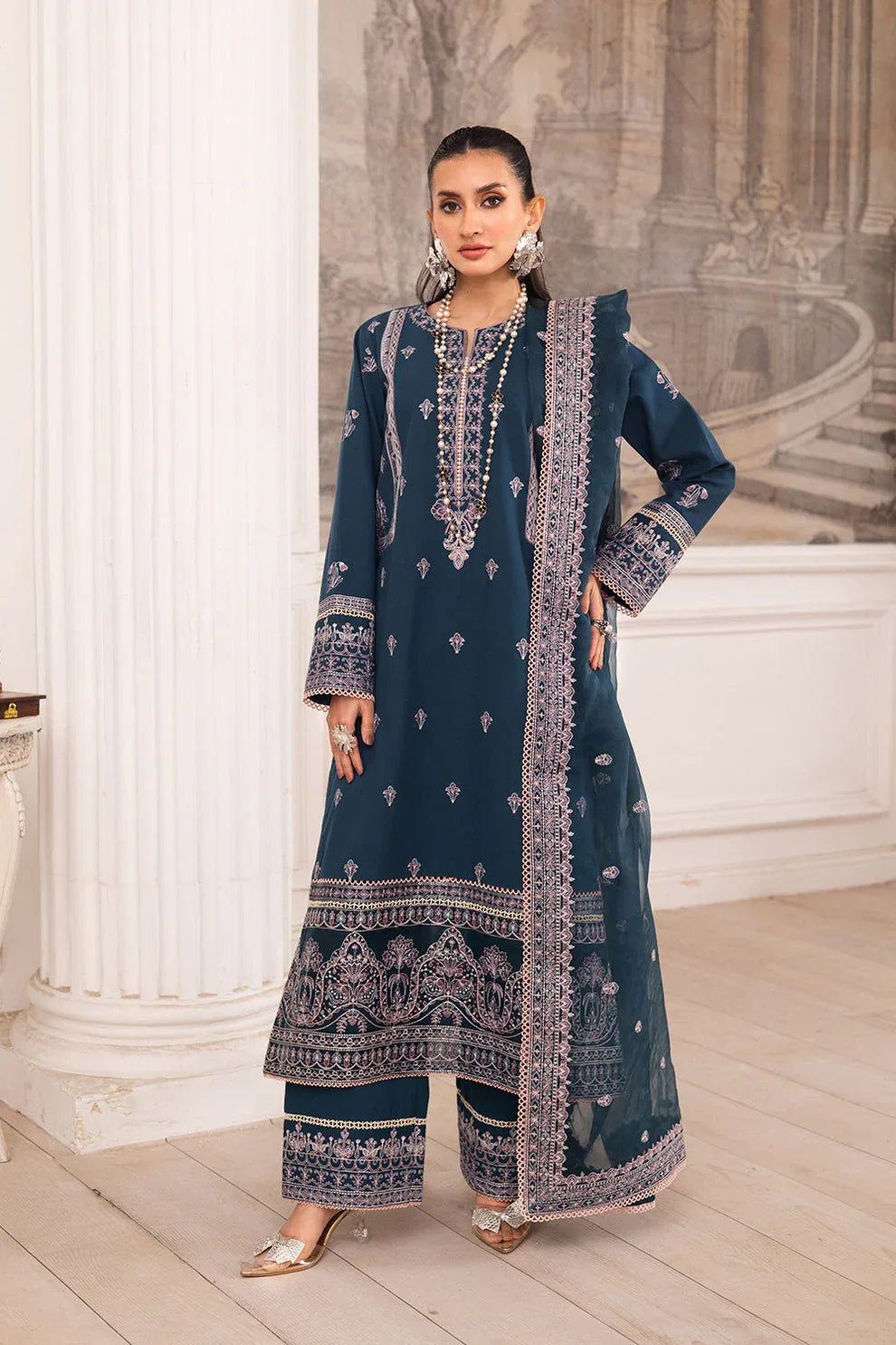 Maryum N Maria | Mira Luxury Lawn | FIROUZEH - FS50101 - Rang-e-Khaas