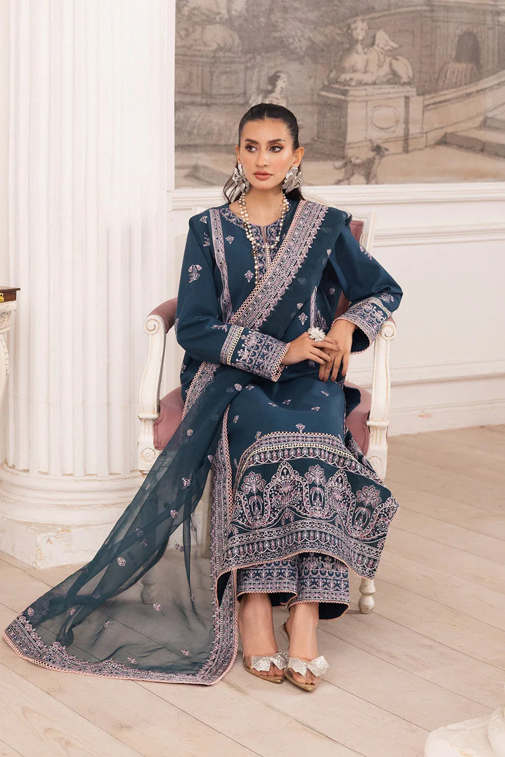 Maryum N Maria | Mira Luxury Lawn | FIROUZEH - FS50101 - Rang-e-Khaas