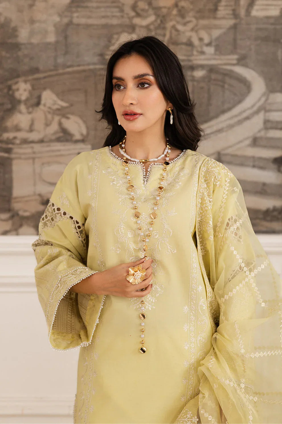 Maryum N Maria | Mira Luxury Lawn | HAYAT - FS50104 - Rang-e-Khaas