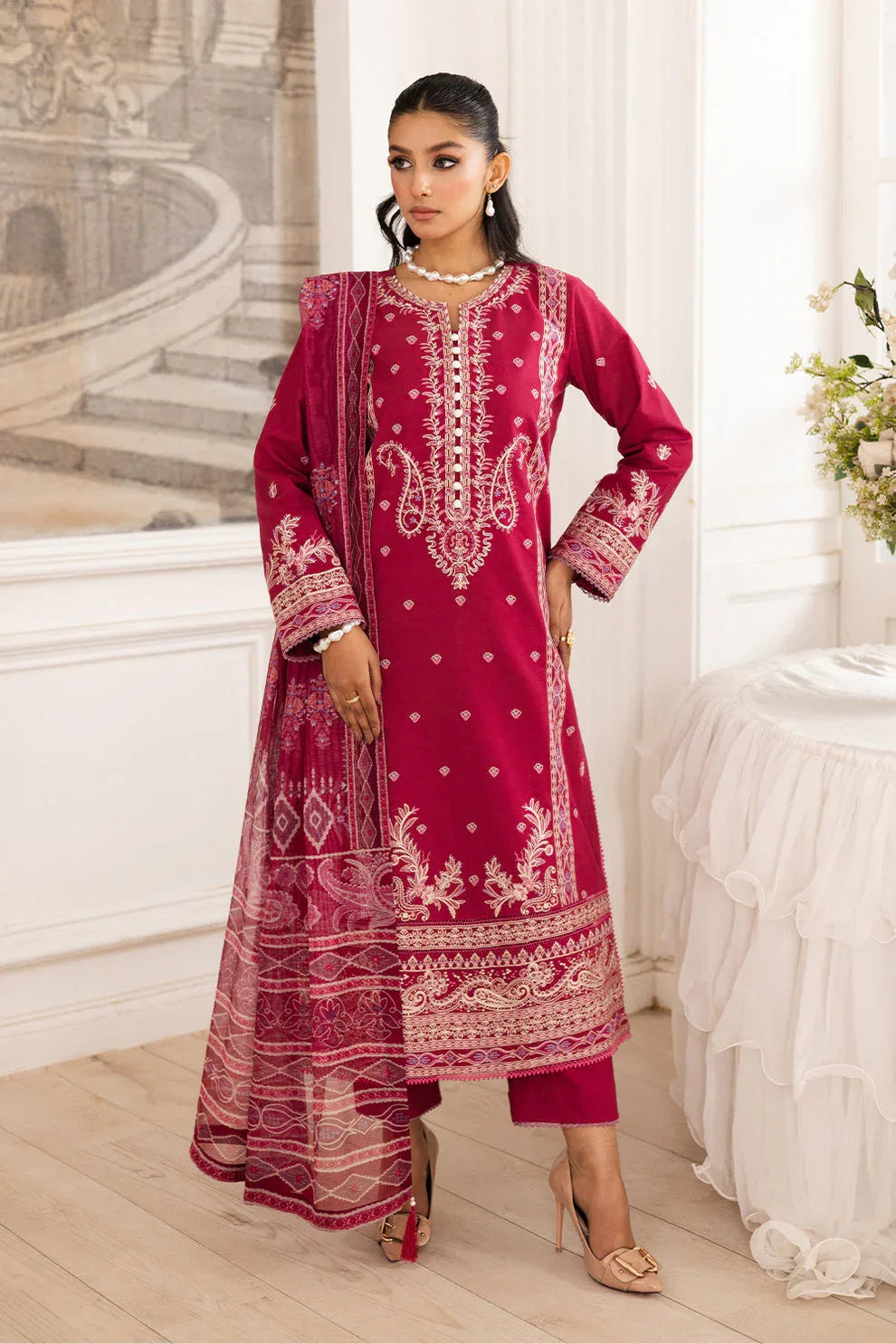 Maryum N Maria | Mira Luxury Lawn | NARGES - FS50108 - Rang-e-Khaas